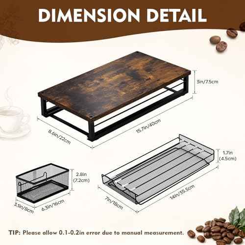 Coffee Pod Holder for Counter,Coffee Station Organizer with Sliding Basket