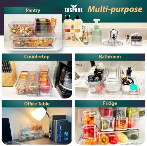10-Pack Clear Fridge Organizer Bins with Lids
