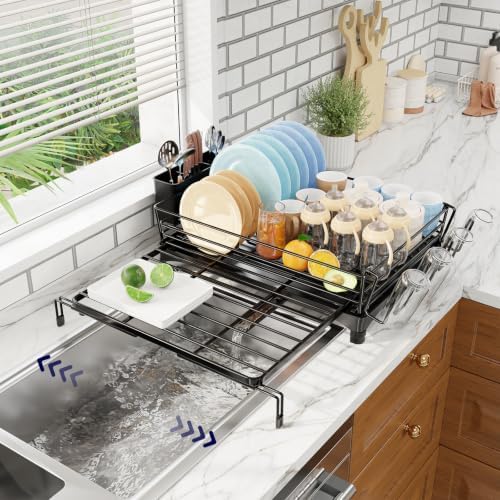 Simple Trending Expandable Dish Drying Rack, Black