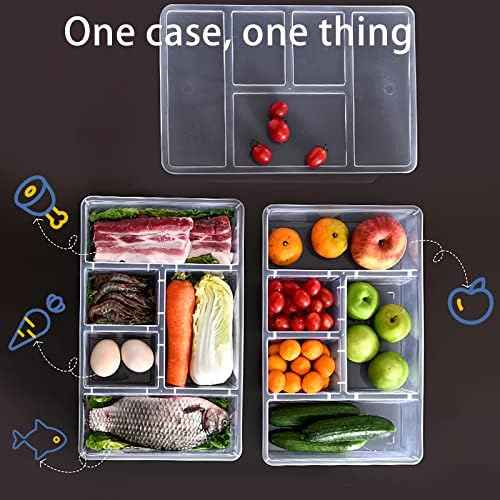 MANO Divided Veggie Tray with Lid, 2 Pack, 5 Compartments