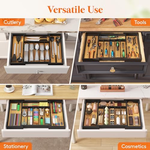 Lifewit Silverware and Cooking Utensil Drawer Organizer Set