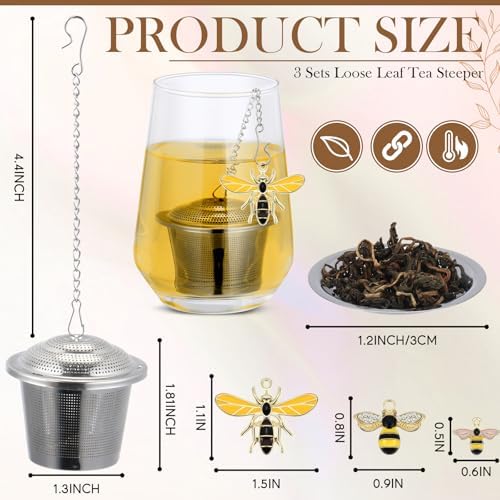 FoldTier 3 Sets Tea Infusers Loose Tea, Stainless Steel Leaf Strainers