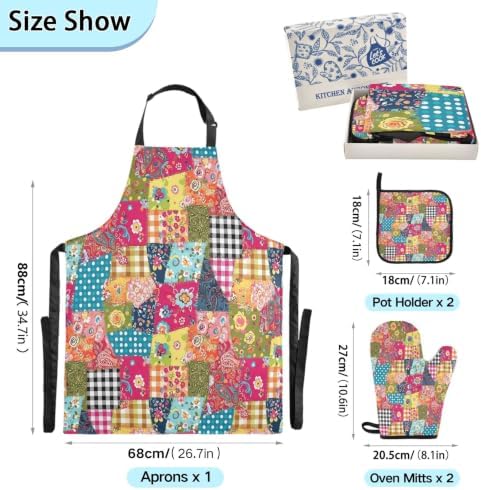 Burbuja Kitchen Apron Set for Adult Adjustable Cooking Apron with 2