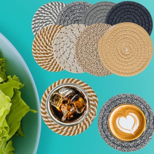 Coasters Set of 8, Drink Coasters Brown & Grey