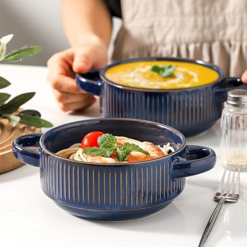 Soup Bowls with Handles, 23 oz French Onion Soup Crocks, Stackable