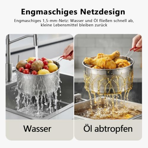 Pasta Strainer Set of 2, Stainless Steel Noodle strainer with