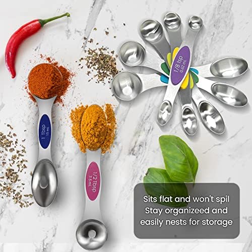 Stainless Steel Magnetic Measuring Spoons Set of 8 with strong