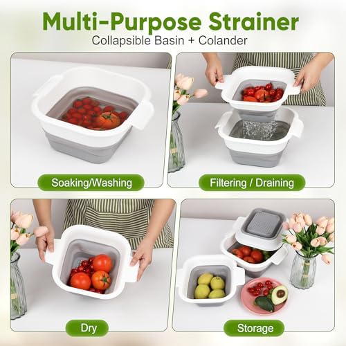 ROTTOGOON Collapsible Colander Set with Strainer Bowl, 2 in 1 Fruit