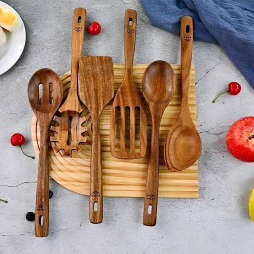Teak Wooden Cooking Utensil Set, 6-Piece