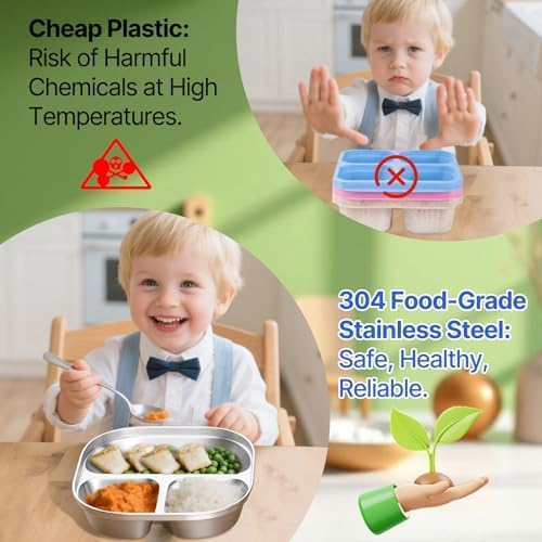 Set of 5 Stainless Steel Snack Containers with Silicone Lids,Stainless