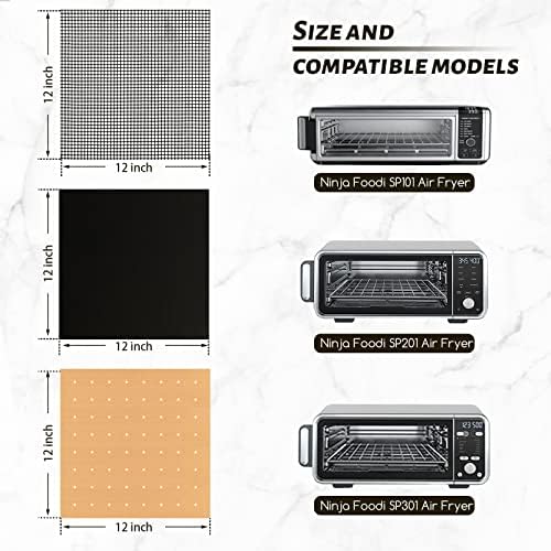 WMKGG 12 inch Square Air Fryer Liners Set, 3 Pack Toaster Oven Mat