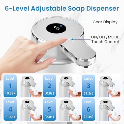 Automatic Foaming Soap Dispenser, Rechargeable, Silver