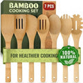 Wooden Utensil Set, Bamboo Utensils – 7 PCs Wood Spoons for Cooking