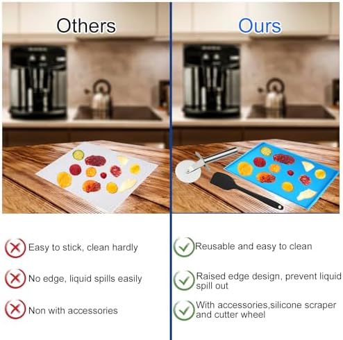 8PCS Silicone Dehydrator Trays with Edge Fruit Leather Trays