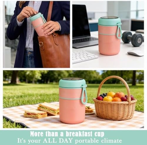 Dual-Compartment Insulated Food Jar with Topping Tray, 24oz Stainless