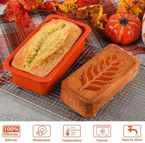 Webake 2 Pack Fall Loaf Pan with Steel-Reinforced Frame, 8.5 x 4 Inch