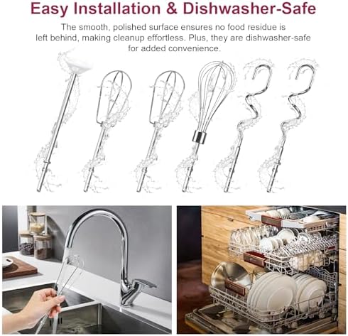 Hand Mixer Beaters Attachments, Whisk, Dough Hooks, and Liquid
