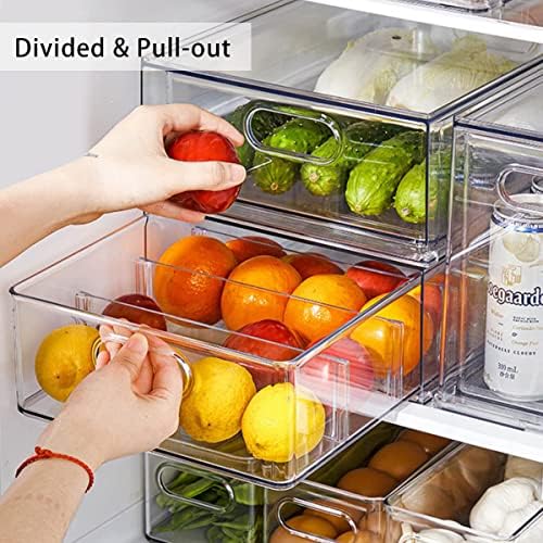 Mano Stackable Refrigerator Drawers, 4 Pack, Clear