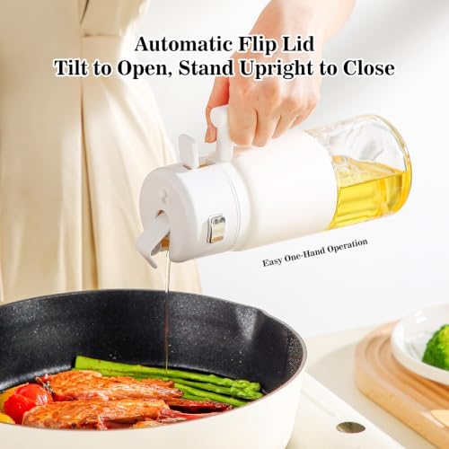 Olive Oil Sprayer & Dispenser Bottle, 17oz Glass