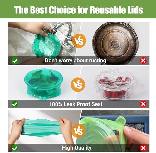 Silicone Stretch Lids, 6PCS Reusable Elastic Bowl Covers