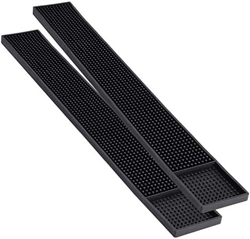 2PCS 23.65 x 3" Rubber Bar Mats, Non-Slip Bar Service Spill Mat for