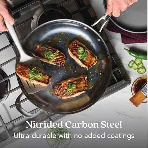 Anolon EverLast N2 Carbon Steel Frying Pan, 12-Inch, Black