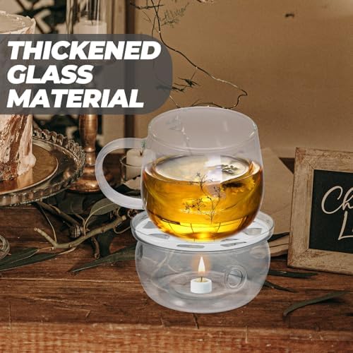 Glass Teapot Warmer Round Base Tealight Heating Stand for Tea and Milk