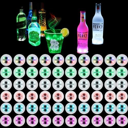 LED Drink Coasters, 60 Pack Multicolor, Round, EVA Material, 3
