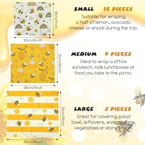 Tranqun 27 Pack Reusable Beeswax Food Wraps