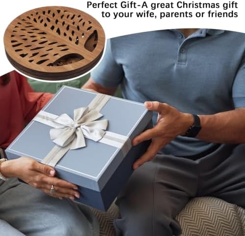 6 Pack Wooden Trivets for Hot Dishes, Rustic Round Tree Trivet Set
