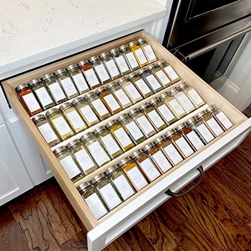 MIUKAA Clear Spice Drawer Organizer, 4 Tier - 2 Set Acrylic Seasoning
