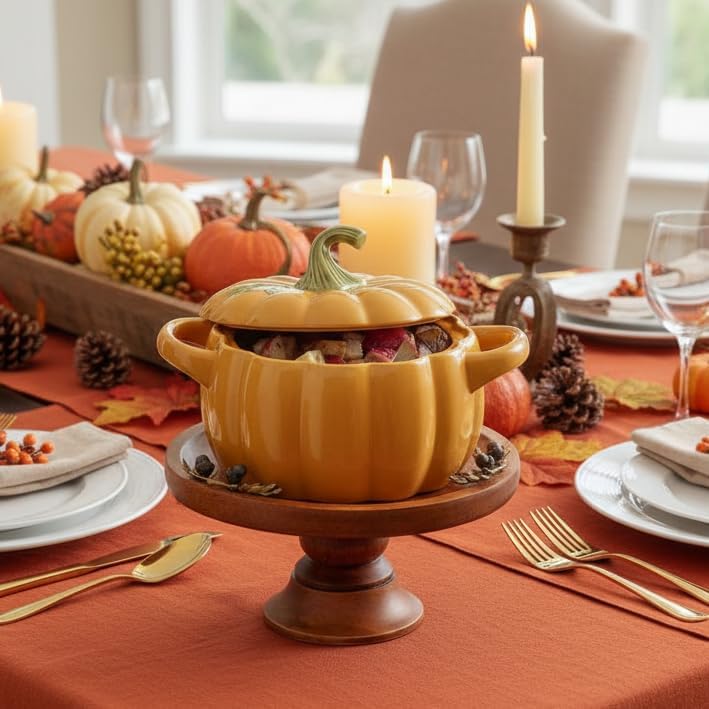 Pfaltzgraff Plymouth Pumpkin Covered Casserole Dish with Lid, 4.25 Qt