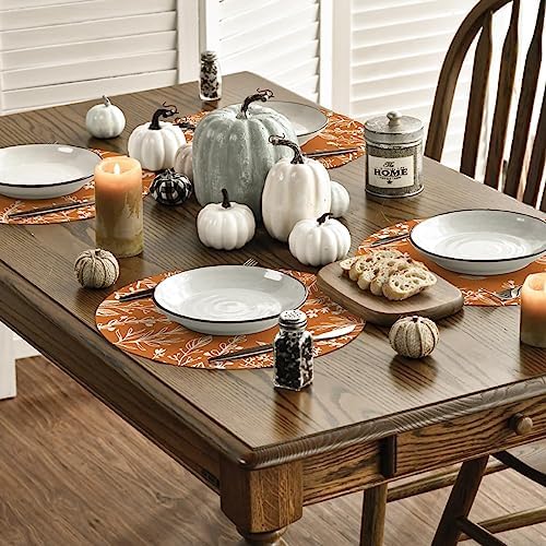 Artoid Mode Eucalyptus Leaves Round Fall Placemats Set of 6-14 Inch