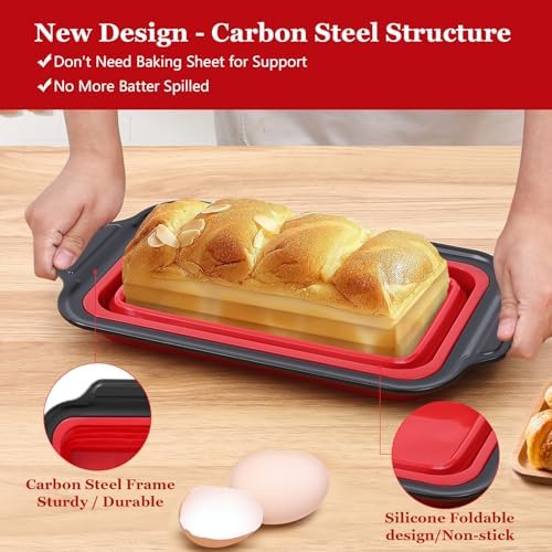 9 Inch Silicone Bread Loaf Pan with Metal Reinforced Frame, Nonstick