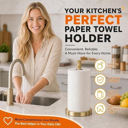 Stainless Steel Paper Towel Holder, Gold Brushed Finish