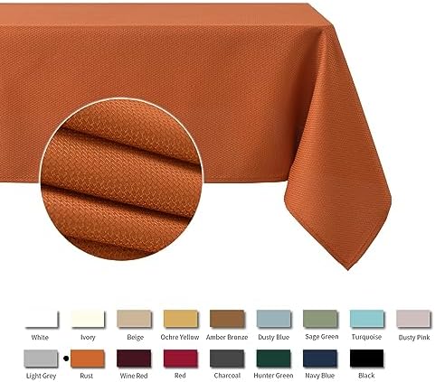 maxmill Textured Rectangle Tablecloth Water Resistant Wrinkle Free