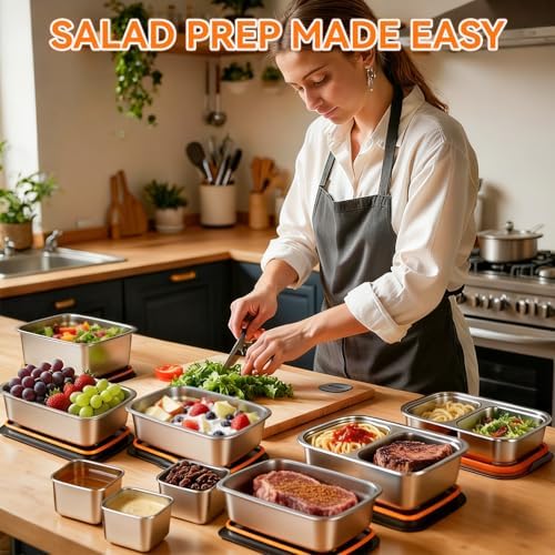 YUANYE 9 Pack Stainless Steel Salad Bowls with Lids