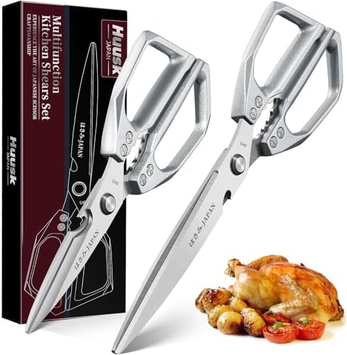 Huusk Heavy Duty Kitchen Shears, 2 Pack Japanese Steel Kitchen