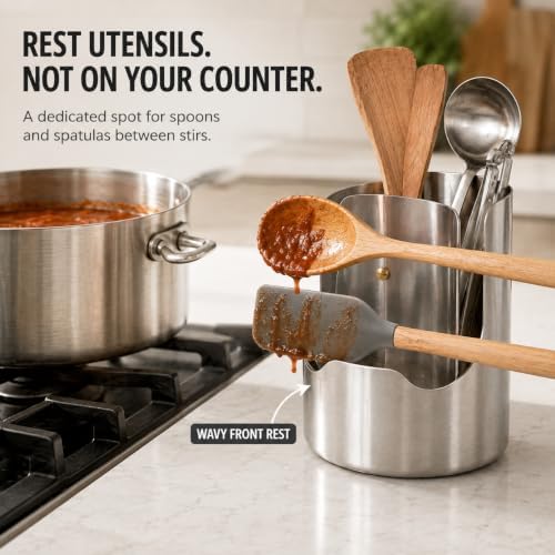 Multi-functional Stainless Steel Utensil Holder, Spoon Rest and Pot