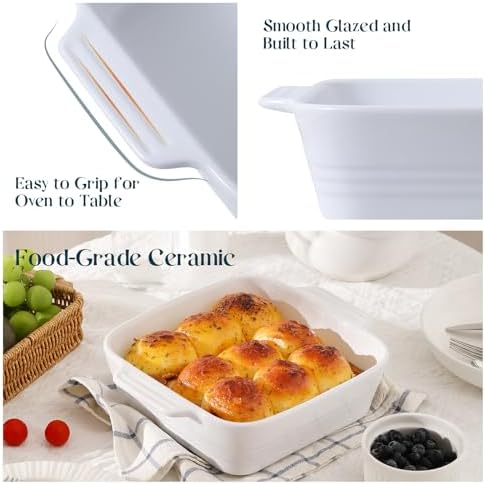 DOWAN 8x8 Baking dish, Square Baking Pan, Ceramic Casserole Dishes for