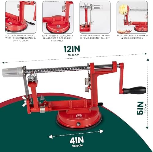 Apple Peeler, 5 in 1 Apple Slicer Corer Tool with Durable Stainless