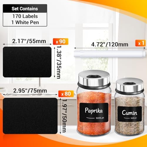 Segarty Spice Jars with Labels Set - 3 Pcs 3oz Glass Jars with Shaker