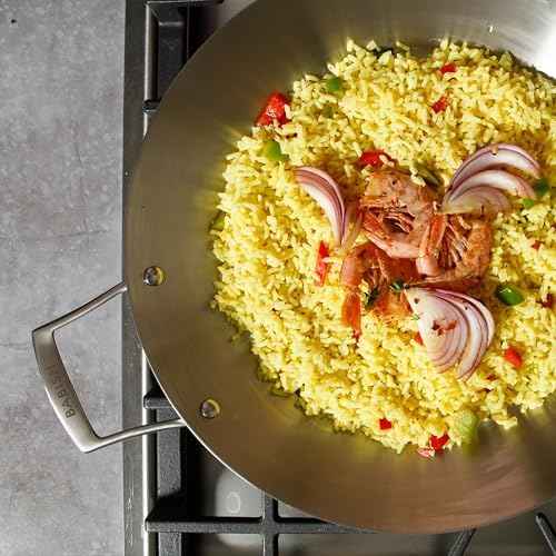 Babish 13 Inch Tri-Ply Stainless Steel Paella Pan, Large Skillet