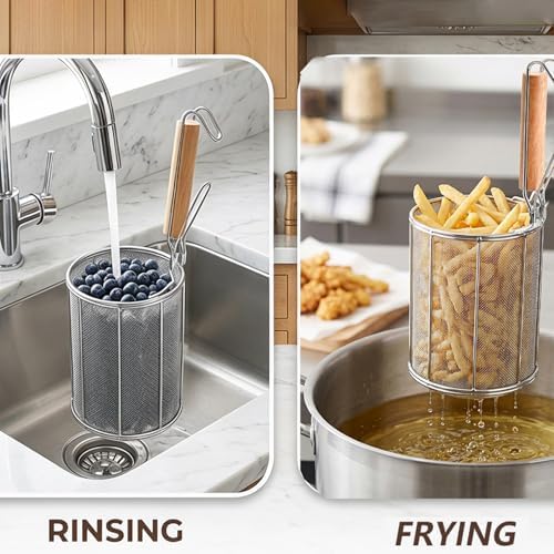 TOPZEA Spaghetti Pasta Strainer Spoon, Stainless Steel Noodle Strainer