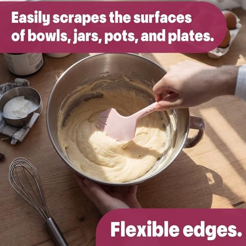 Didaey 2 Pack Silicone Spatula Scraper and Whisk, Pink Kitchen
