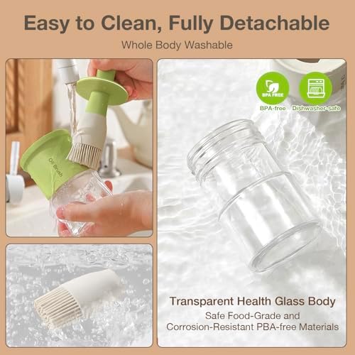 YARRAMATE Oil Dispenser with Brush, 300ml, Green