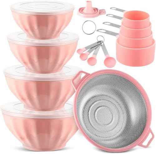 Ziliny 4 Pcs Mixing Bowls with Lids Plastic Nesting Bowls Set with