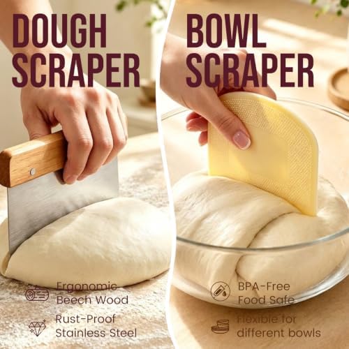 DOYOLLA Bread Proofing Baskets Set, 10 Inch Oval & 8.5 Inch Round