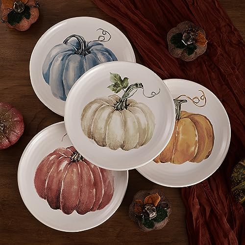 Bico Pumpkin Feast Salad Plates Set of 4, 8.75 Inch Ceramic Dessert
