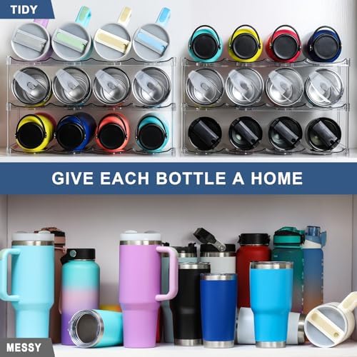 LARGER Compartment - 3 Tier Stackable Water Bottle Organizer Holder